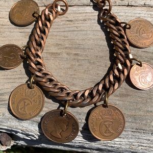 Vintage 1942 chunky copper coin bracelet